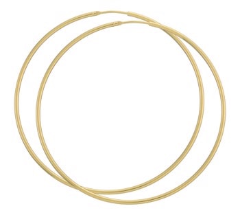 BNH Dame blanke 14 kt rødguld Øre creoler, Ø 60 mm x 2,0 mm